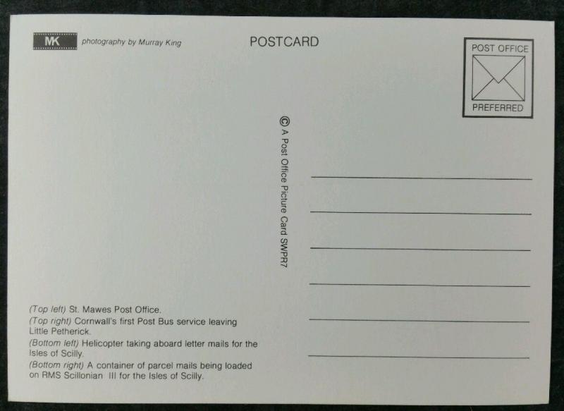 Post Office Postcard: Postal Services in Cornwall Multiview SWPR7 