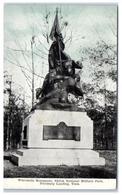 Early 1900s Wisconsin Civil War Monument, Shiloh, Pittsburg Landing TN Postcard 