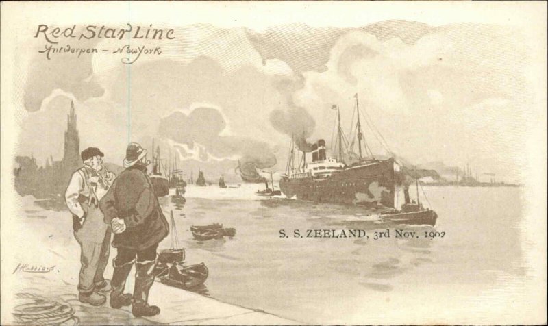 Red Star Line Steamship SS Zeeland c1905 Private Mailing Card Postcard