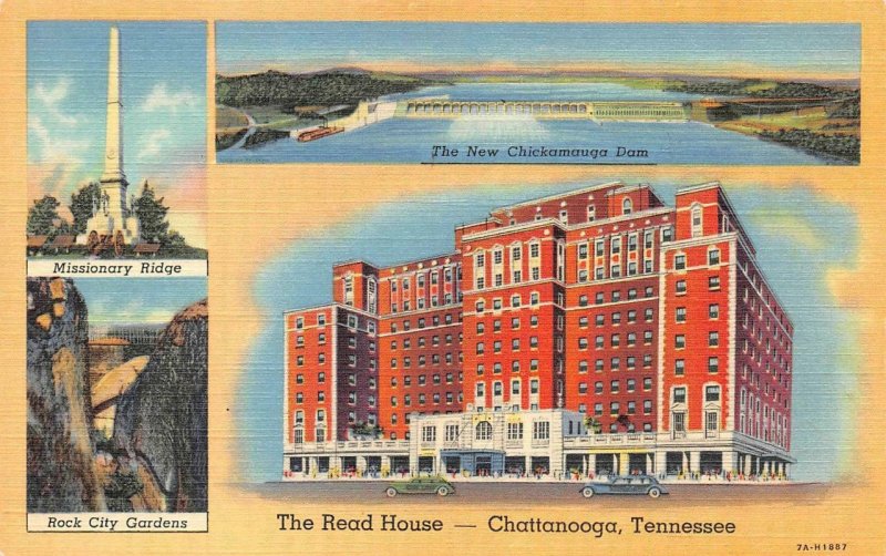 CHATTANOOGA, Tennessee~TN  READ HOUSE HOTEL~Civil War Statue++  c1940's Postcard