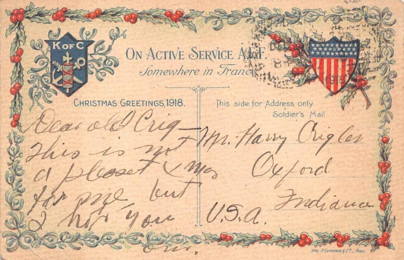 WW1 USA soldier Christmas post card WW1 USA soldier Christmas post card