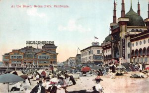 AT THE BEACH OCEAN PARK CALIFORNIA DANCING PAVILION POSTCARD 1917