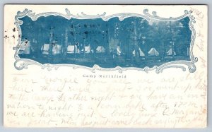 Camp Northfield, Massachusetts, Tents, Forest, Antique 1904 Postcard
