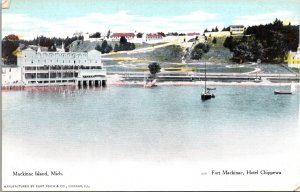 Postcard Fort Mackinac, Hotel Chippewa and Mackinac Island, Michigan