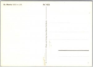 St. Moritz Switzerland Snow Capped Buildings Mountain Sightseeing Postcard