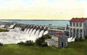 1930s OKLAHOMA CITY OKLAHOMA CITY WATER DAM LINEN POSTCARD 44-91