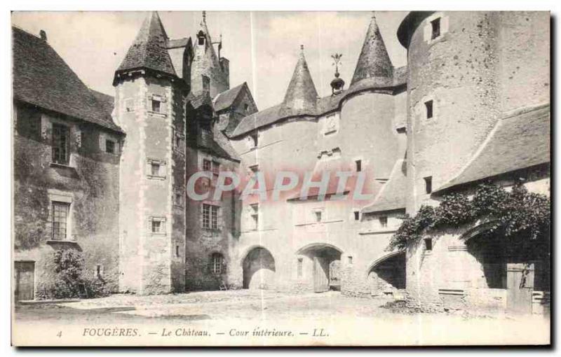 Old Postcard Fougeres Chateau Inner Court