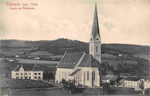 Teisnach Schule St Margaret Pfarrkirche Bavarian Forest Germany 1910c postcard
