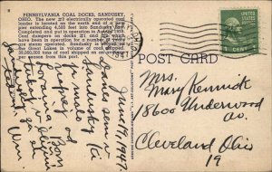 Sandusky Ohio OH Pennsylvania Coal Docks Electric Loader Mining Linen Postcard