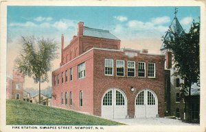 1920s Newport New Hampshire Fire Station Sunapee Lovell's Postcard 25-11113