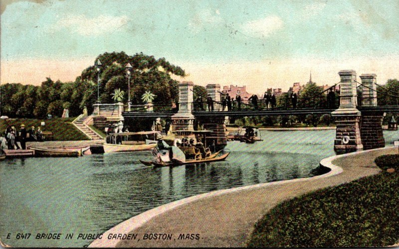 Massachusetts Boston Bridge In Public Garden 1910