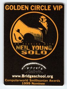 Neil Young Solo VIP Backstage Pass Original 1998 Folk Rock Music Cloth Fabric