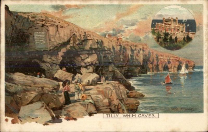 Swanage UK Tilly Whim Caves - Frank Richards 1908 Used Postcard