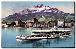 Old Postcard Switzerland Luzern und Pilatus Boat