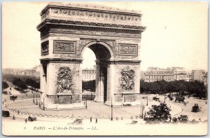 VINTAGE POSTCARD ARC DE TRIOMPHE PARIS FRANCE HORSE CARTS BUGGIES c. 1900s