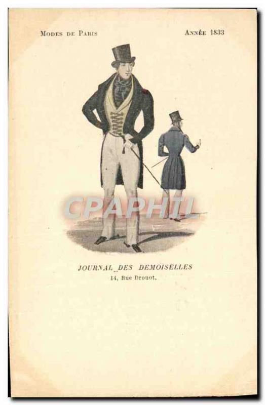 Postcard Old Fashion Headdress Journal Female damselflies Rue Drouot Year 1833