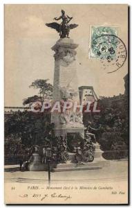 Old Postcard Paris high monument to the memory of Gambetta