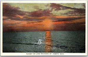 Sunset on Lake St. Joseph Michigan MI Picturesque Scene Postcard