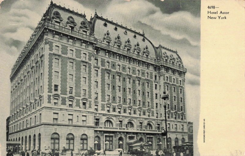 Early1900’s Hotel Astor New York City N.Y. Horse Carriages Postcard 10c1-438