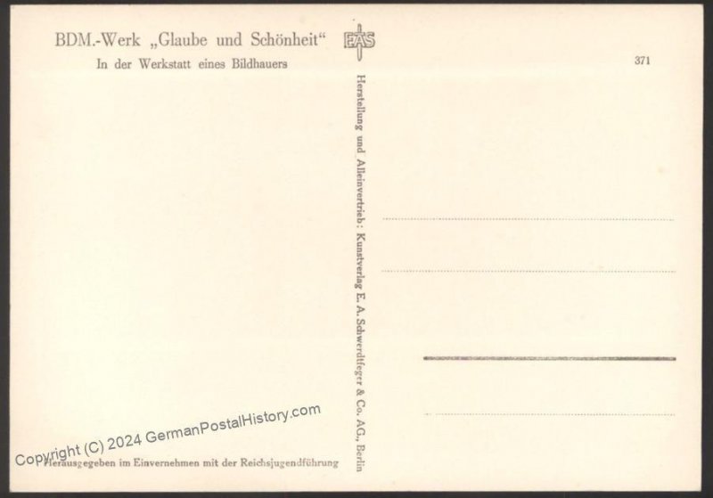 Germany HJ BDM Girl Belief and Beauty  RPPC UNUSED 114383