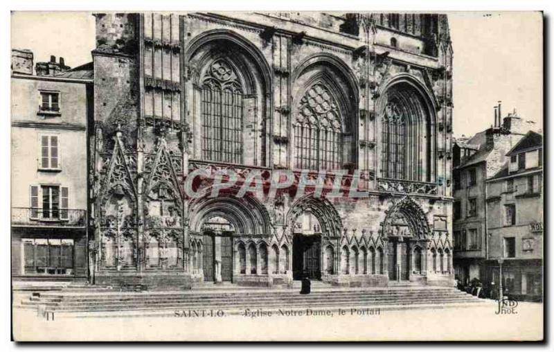 Old Postcard Saint Lo Eglise Notre Dame Portal