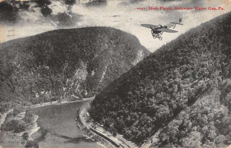 Delaware Water Gap Pennsylvania Scenic View Airplane Antique Postcard K79387