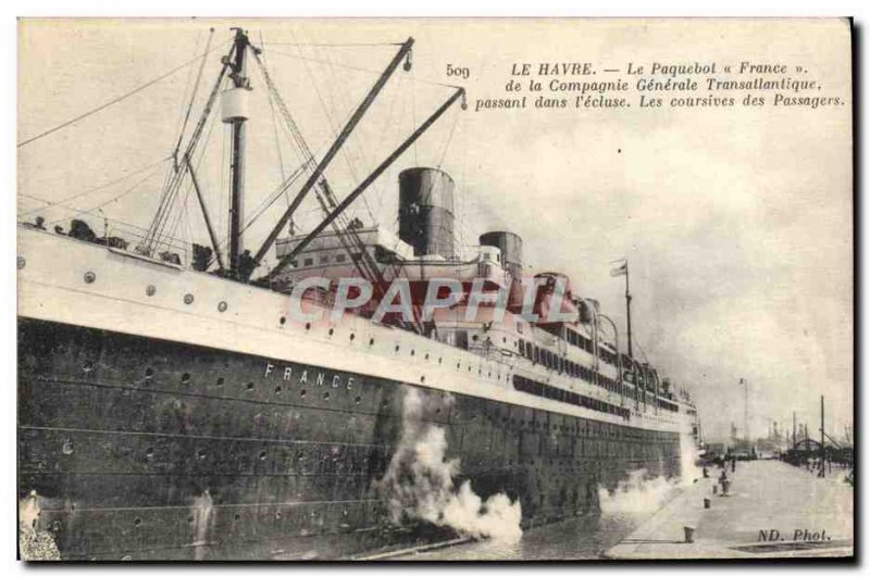 Old Postcard Boat Ship Le Havre Transatlantic