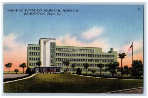 c1940's Manatee Veterans Memorial Hospital Bradenton Florida FL Postcard 