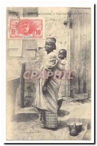 Senegal Saint Louis Old Postcard A mother and son