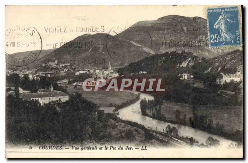 Old Postcard Lourdes Vue Generale And The Pic Du Jer