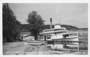 Penticton BC Canada Okanagan Lake SS Sicamous Steamer Real Photo PC AA83022