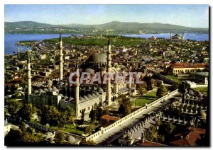 Postcard Modern Suleymaniya Camiinin havadan gorunusu Istanbul Turkey