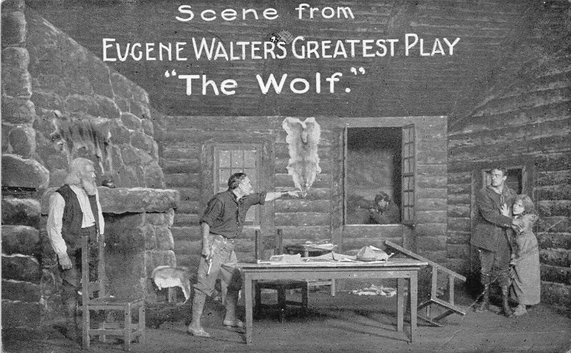 THE WOLF Eugene Walter's Greatest Play c1910 Theatre Scene Advertising Postcard