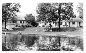 Sciota Pennsylvania White Cabin Manor Swimming Pool Real Photo Postcard AA79464