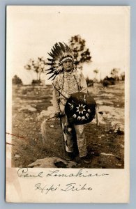 HOPI TRIBE AMERICAN INDIAN CHIEF IDENTIFIED ANTIQUE REAL PHOTO POSTCARD RPPC