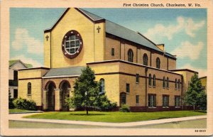 Vtg Charleston West Virginia WV First Christian Church 1940s Unused Postcard