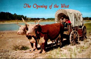 Nebraska The Opening of The West Prairie Schooner Ox Team and Covered Wagon