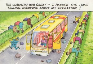 Travel Sickness On Bus Coach Multiple Vomit Comic Postcard