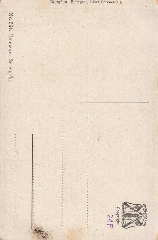 Mandolin serenade by Benczur early art postcard