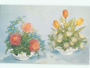 Pre-1980 This Is A Postcard GLIS GLASS ROSE ARRAY BY NATIONAL HANDCRAFT AC7207