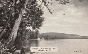 Vintage Postcard 1930's Oquaga Lake Looking East Deposit New York Smith's Pub.