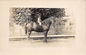 Little Boy Riding a Horse Real Photo - Misc , Oregon OR  