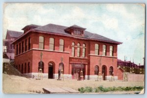 Leadville Colorado Postcard Public Library Carnegie Building Exterior View 1915