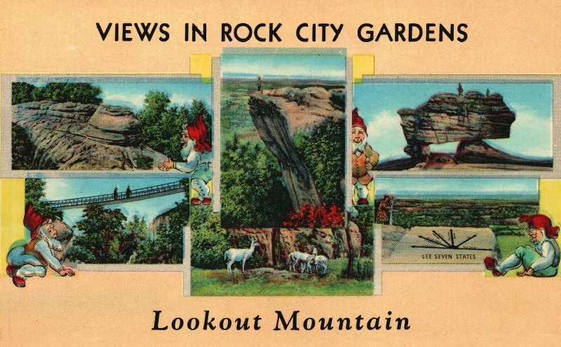 Vintage Postcard Beautiful Views In Rock City Gardens Lookout Mountain Tennessee