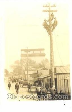 Utility Pole Workers, Telephone, Electric, Elecrical Linemen, Real Photo Unused 