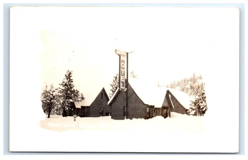 Postcard Gateway Motel, Truckee, CA Winter Scene 1926-1940's RPPC H11