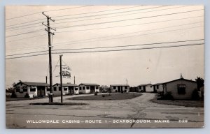 JH4/ Scarborough Maine RPPC Postcard c50s Willowdale Cabins Route1  46