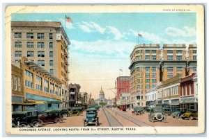 1925 Congress Avenue 5th Street Classic Cars Railroad Austin Texas TX Postcard