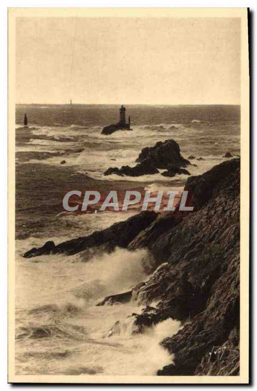 Postcard Old Pointe Du Raz De Sein L & # 39Eperon Raz and Lighthouse Old roug...