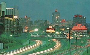 Vintage Postcard Evening Skyline View Georgia's Capital City Atlanta Georgia GA
